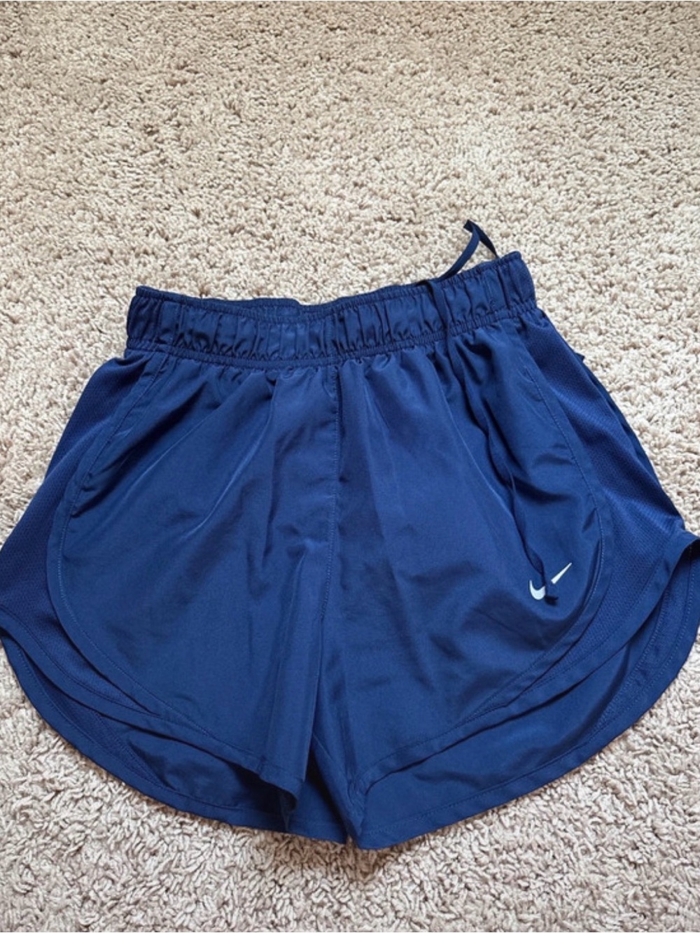 Nike Women's Dark Blue Athletic Shorts with Swoosh